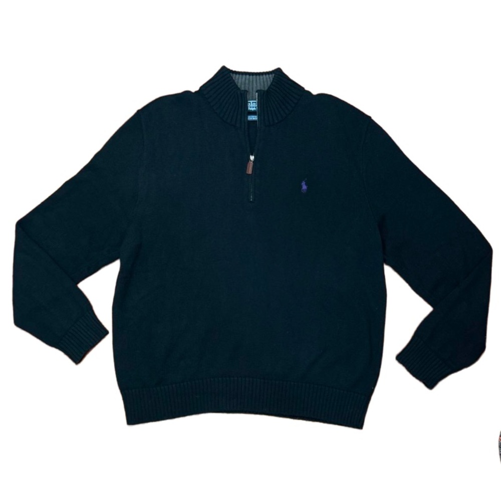 Polo Ralph Lauren Men's Half-Zip Sweater Color:Black Size:XL 100% Cotton